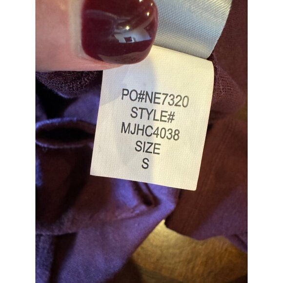 NYDJ Sweater Women Small Burgundy Knit Ruffle Front Crew Neck Pullover - Picture 10 of 11